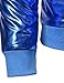 JOGAL Men's Metallic Party Costume Varsity Bomber Jacket Medium Blue