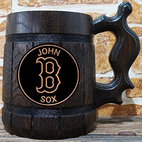 Boston Red Sox Beer Mug, Baseball Wooden Beer Stein, Sport Gift, Personalized Beer Stein, Boston Red Sox Tankard, Custom Gift for Men, Gift for Him