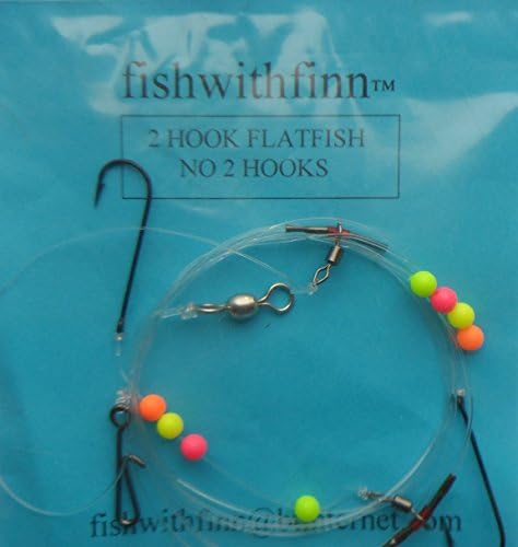 Flat Fish Rigs 1 x No. 2 Hook With attractor Beads 5 Sets