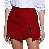 GOBLES Women's Casual High Waist A-line Side Slit Asymmetrical Hem Mini Office Skorts