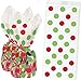 kedudes Holiday Clear Cellophane Treat Bags With Red And Green Polka Dot, Party Favor Bags, Goodie Bags holiday party, 60 Count.