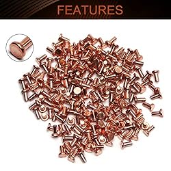 MroMax 200PCS Round Flat Head Rivet 0.16" x