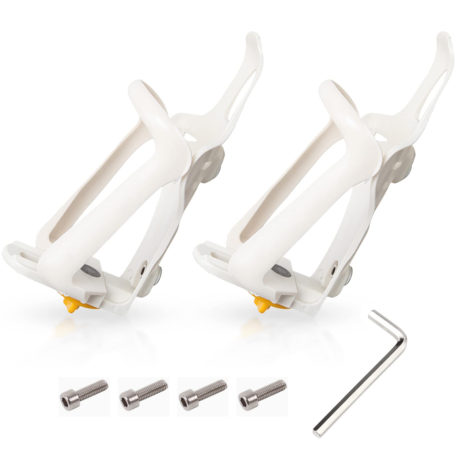 Bike Water Bottle Cages adjustable,2-Pack Mountain Bike Bottle Holder Easy Installation Bicycle Drink Cup Holders for Cycling Fits Any Bike (White)