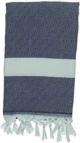 Kuru Towels - Turkish Home Towels - 100% Cotton Premium Quality Multipurpose Peshtemal- Fast Drying &amp; Easy Storage - Great for the Bathroom, Spa, Shower, Bath, after Exercise - Diamond Navy