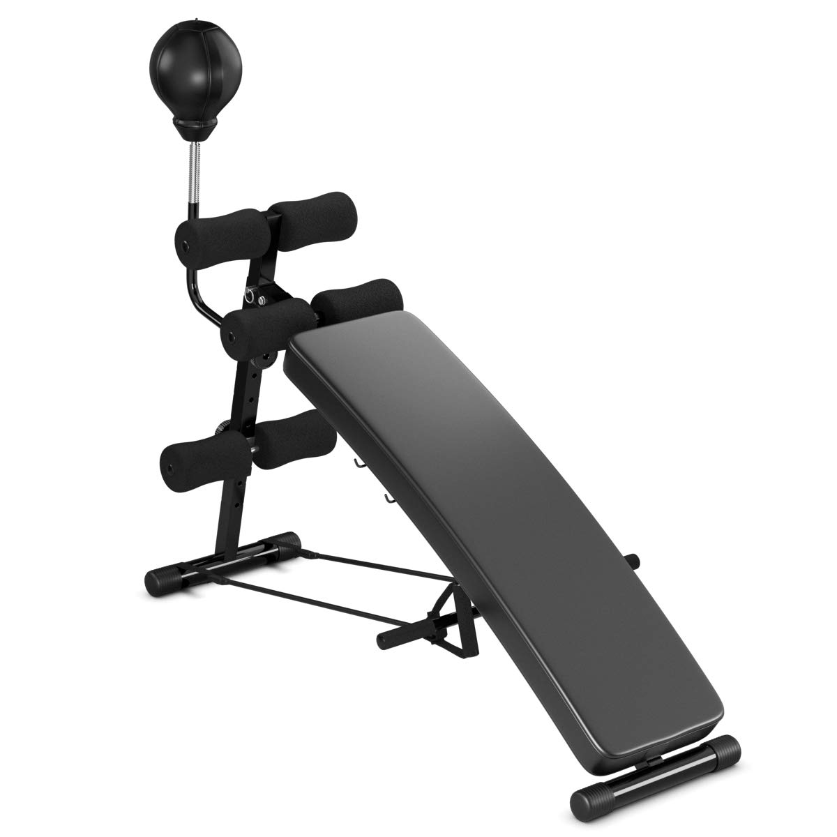 Buy GYMAX Sit up Bench with Speed Ball, Adjustable Curved Workout Bench
