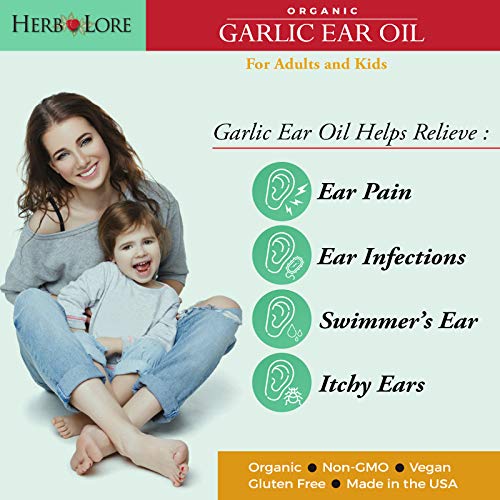 Herb Lore Garlic Ear Oil 2 fl oz Natural Ear Drops for Ear