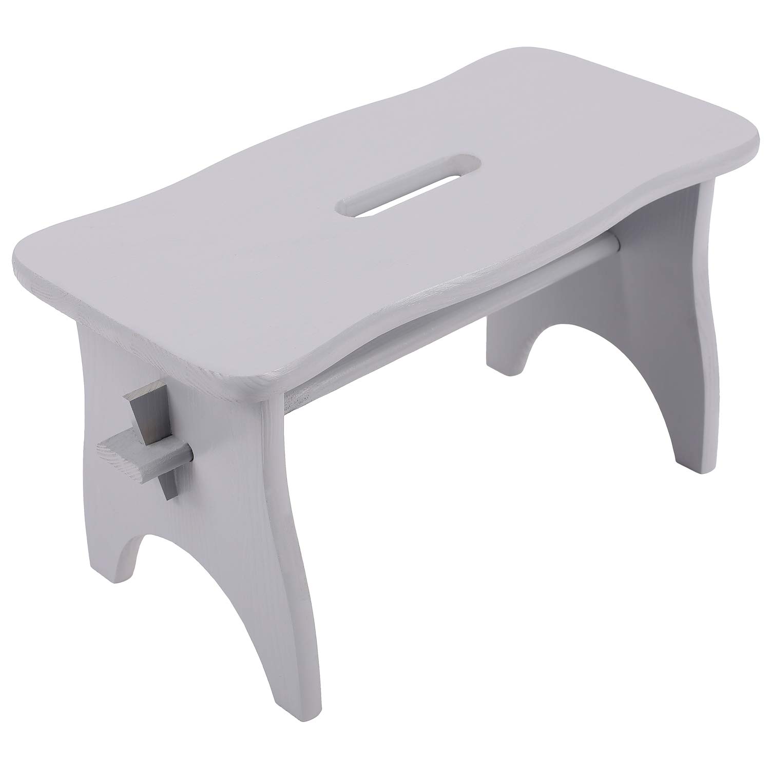 Creative Deco Grey Wooden Small Foot Step Stool Chair Rest | 38 x 19 x 21 cm | Pinewood Bench Footstool | Perfect for House, Home Decor, Kitchen, Kids, Toddler, Child, Nursery
