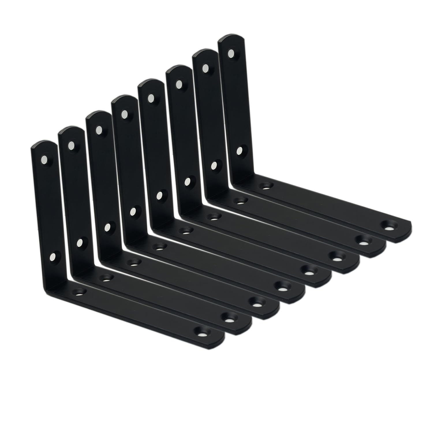 Mardili 8 Pcs Shelf Bracket,5 Inch Black Floating Shelf Bracket Heavy Duty Meta Walll L Bracket for Floating Shelf Bracket - Wall Mounted Support for DIY with Screws — image 1