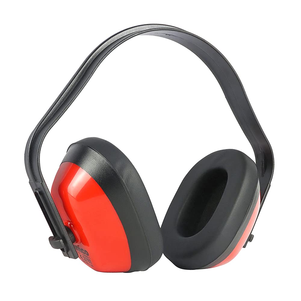 TIMCO Ear Defenders - Adjustable ear cups for comfort - 27.6dB - Red - One Size