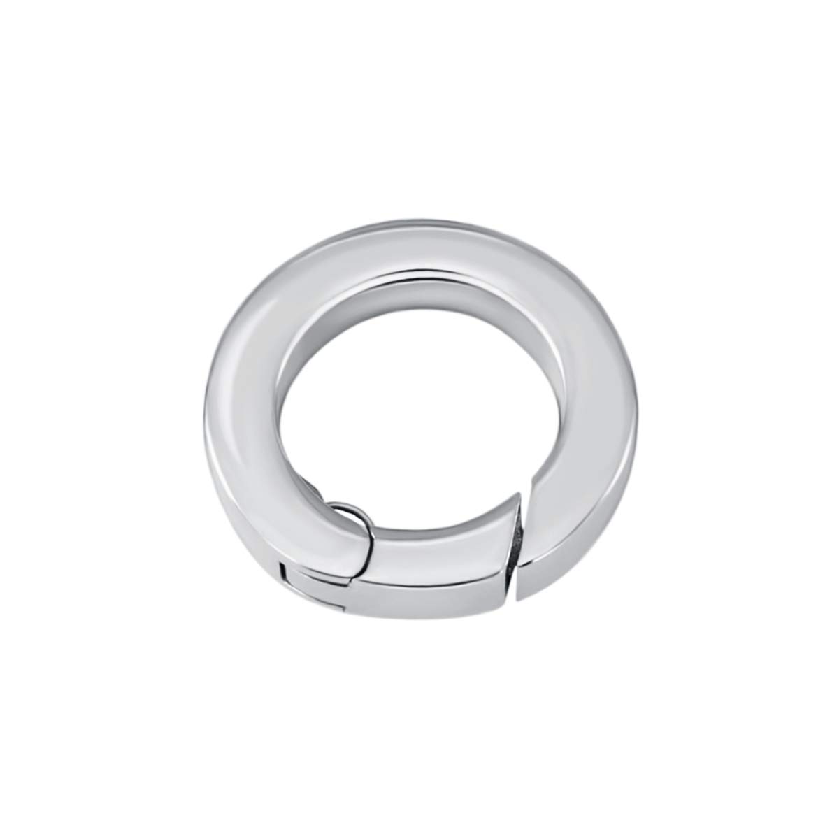Quiges Clip Ring Carrier Silver 22 mm Stainless Steel Connector for Necklace and Coin Pendant with Push Snap Clasp