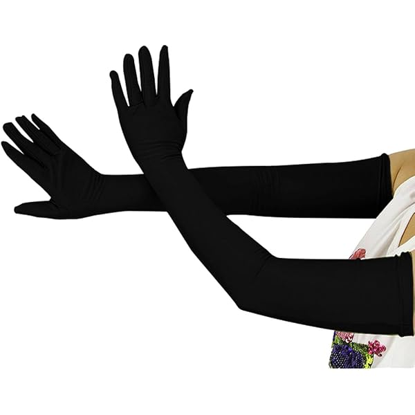 Kids Black Costume Gloves - Stretchy Polyester Halloween & Dress-Up Accessory (One Size)