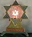 Electric Memorial Lamp Brass Jewish Star Design-Yahrzeit Lamp with Neon Jewish Star Bulb by J Levine/Millennium