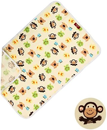 Portable Baby Changing Mat for Diaper Bag Waterproof and Washable 20" x 29" Monkey