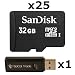 25 PACK - SanDisk 32GB MicroSD HC Memory Card SDSDQAB-032G (Bulk Packaging) LOT OF 25 with SoCal Trade USB 2.0 MicoSD & SD Memory Card Reader