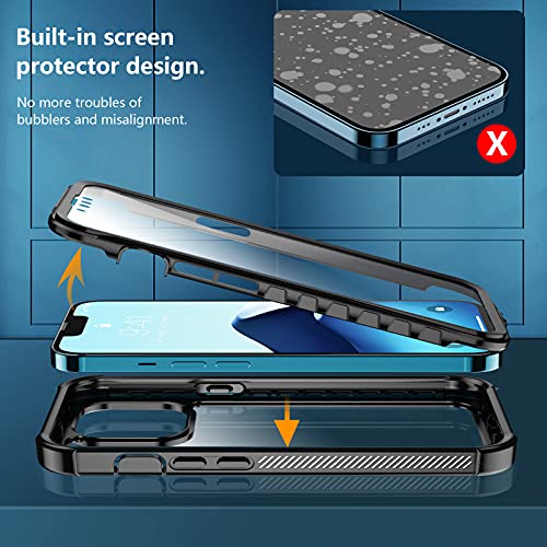 gogorelax Compatible with iPhone 13 Pro case,with Built-in Screen Protector Shockproof Case for iPhone 13 Pro 6.1 Inch(Black/Clear)