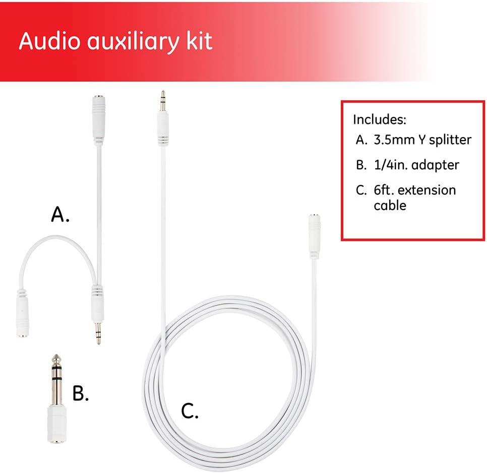 GE Universal Audio Extension Kit, 3.5mm Plugs and Coiled Extension Cable, 18 Feet, for use with Headphones, Stereos, Smartphones, Tablets and Sounds Systems, 33612: Home Audio & Theater