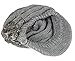 Women's Cable Knit Newsboy Visor Cap Hat with Sequined Flower Accent (Silver)