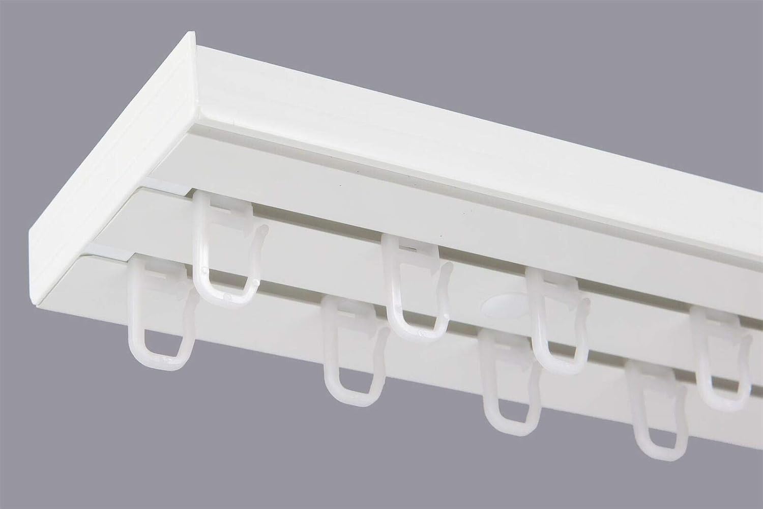 Karpol Double Curtain Rail Track Pcv Ceiling Set With Hooks 180cm