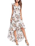 ADAMARIS Women's Floral Printed Backless Swallowtail High-Low Long Dresses