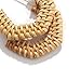 Rattan Earrings for Women Handmade Straw Wicker Braid Hoop Earrings Lightweight Wire Drop Dangle Earrings Fashion Jewelry (dark-geometric)