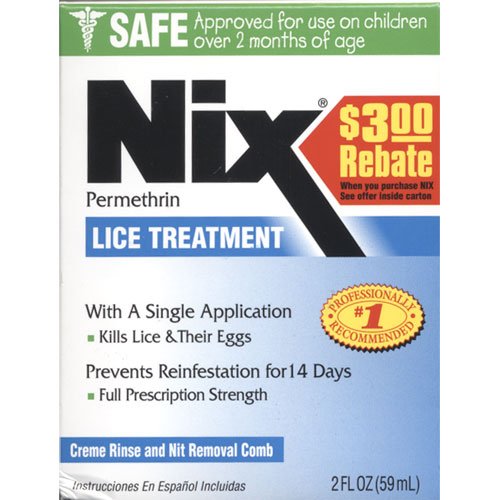 Nix Permethrin Lice Treatment with Crème Rinse (2 oz) and Nit Removal