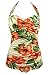 Cocoship 50s Vintage Peach Hibiscus Floral Anchors One Piece Pin Up Sheath Swimsuit(FBA)