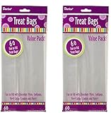 2 Packs of Darice 28-003V 4-Inch-by- 9-Inch Clear Treat Bag 60-Piece