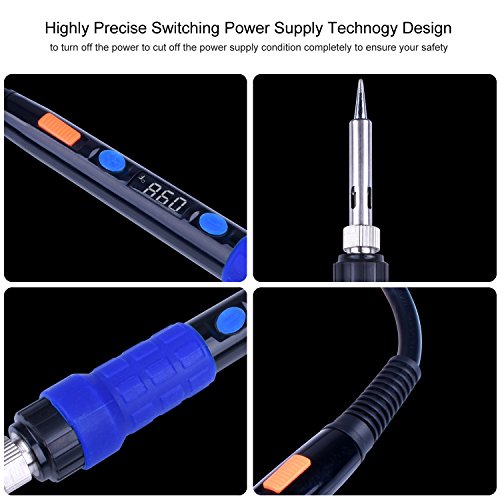 Quimat ESD Thermostatic Electric Soldering Iron Kit, Welding Iron Gun Set with Adjustable Temperature LED Digital Display, ON/OFF Button,Temperature Correction, Automatic Hibernation