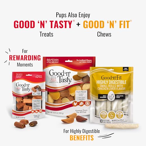 GOOD ‘N’ FUN TRIPLE FLAVOR STUFFED ROLLS WITH PEANUT BUTTER FLAVOR, 8 OUNCE, TREAT YOUR DOG TO LONG-LASTING RAWHIDE CHEWS