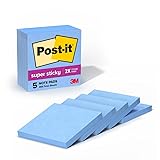 Post-it Super Sticky Notes, 5 Sticky Note Pads, 3 x