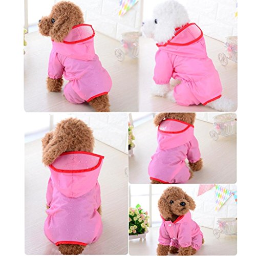 Sunward Dog Raincoat Waterproof Puppy Jacket Pet Rainwear Clothes Slicker For Small Dogs/Cats (Pink, M)