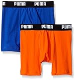 PUMA Big Boys 2 Pack Cotton Boxer Brief, Blue/Orange, X-Large