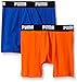 PUMA Boys' Big Socks and Underwear, Two Pack Boxers Blue/Orange, Small