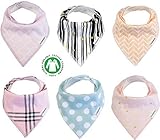 Baby Bandana Bibs for Girls, 6-Pack Drool Bib Set, Organic Cotton for Teething Drooling, Baby Shower Gift For Newborn Registry, Absorbent Soft Adjustable Hypoallergenic Burp Cloth (Pink Purple Blush)