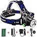 Waterproof LED Headlamp with Zoomable 3 modes 1200 Lumens light, hands-free headlight with Rechargeable batteries for biking camping hunting running rainy weather