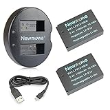Newmowa LP-E12 Replacement Battery (2-Pack) and Dual USB Charger for Canon LP-E12 and Canon EOS M M2 M10 M50 M100 M200 EOS 100D EOS Rebel SL1 EOS KISS X7 PowerShot SX70 HS