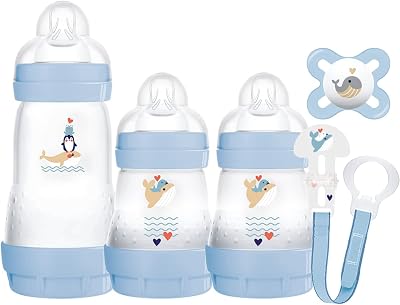 MAM Welcome to The World Set Baby Feeding Bottles Soother Clip Blue