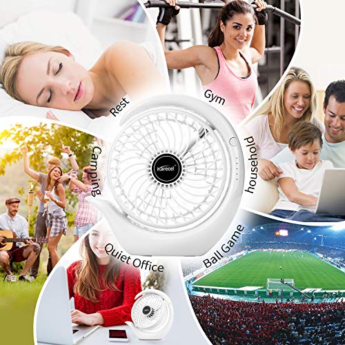 Karecel Rechargeable Fan Battery Operated Mini Desk Fan, 3 Speeds USB Personal Fan Portable Small Table Quiet Fan with True Long Life Battery, Strong Wind Desktop Fan for Travel Camping Office Home - Thumbnail 7