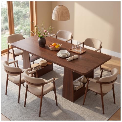 Simple Wisdom 160×80CM Comedor,Grande Mesa Comedor,Comedores Modernos,Estilo Industrial Mesa de Comedor,Patas de Alta Resistencia,para 6-8 Personas.(Nuez)