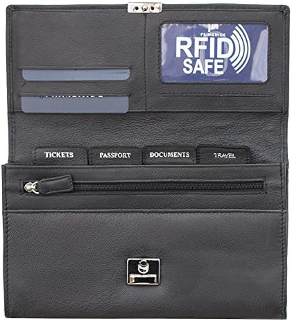 Prime Hide Soft Leather Travel Planner Wallet RFID Blocking Black