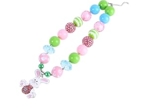 LALADEFIEE Girls Jewelry Rabbit Necklace Chunky Bead Necklace for Boys and Girls Clasp