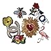 Embroidery Sequins Rose/Golden Round Red Love/Flamingo and Bee Embroidery Garment Patch DIY Sewing Manual Repair(Color 4)