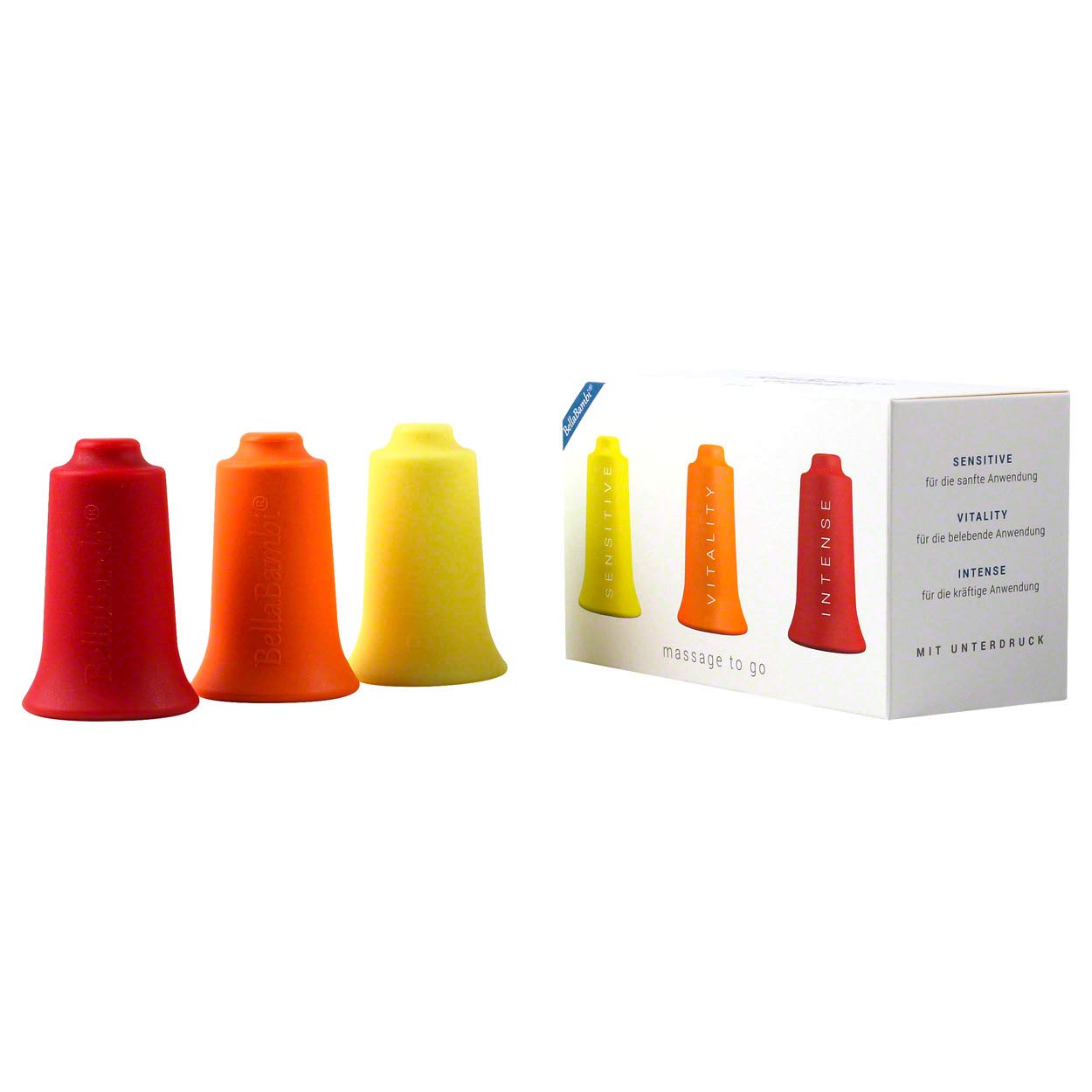 BellaBambi original Cupping-Set TRIO: SENSITIVE (Yellow) + REGULAR (Orange) + INTENSE (Red) 34 mm