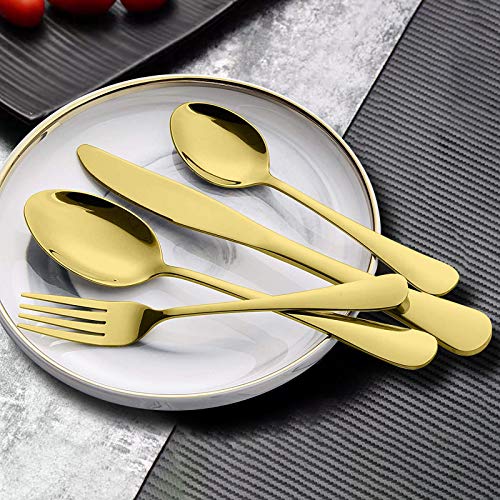 Umite Chef Gold Silverware Set, 24 Piece Stainless Steel Flatware