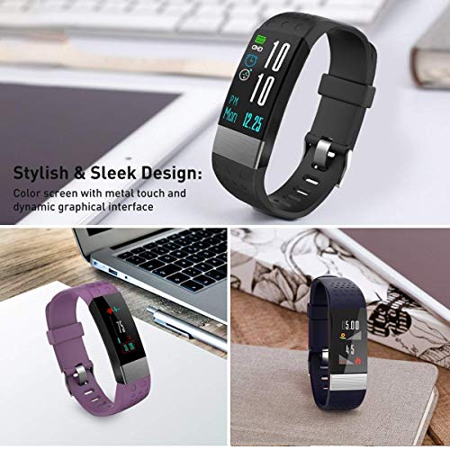 Smart Watch with Blood Pressure Monitor, Fitness Tracker Watch IP67 Waterproof Heart Rate Monitor Activity Tracker Calorie Counter Pedometer Sleep Monitor Kids Men Women Black