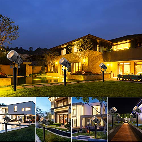 Aogled Luces LED para jardín 3W COB IP65 para exteriores Lámpara de paisaje impermeable 12V bajo voltaje Blanco cálido 3000K Iluminación decorativa para sendero de jardín (paquete de 4)