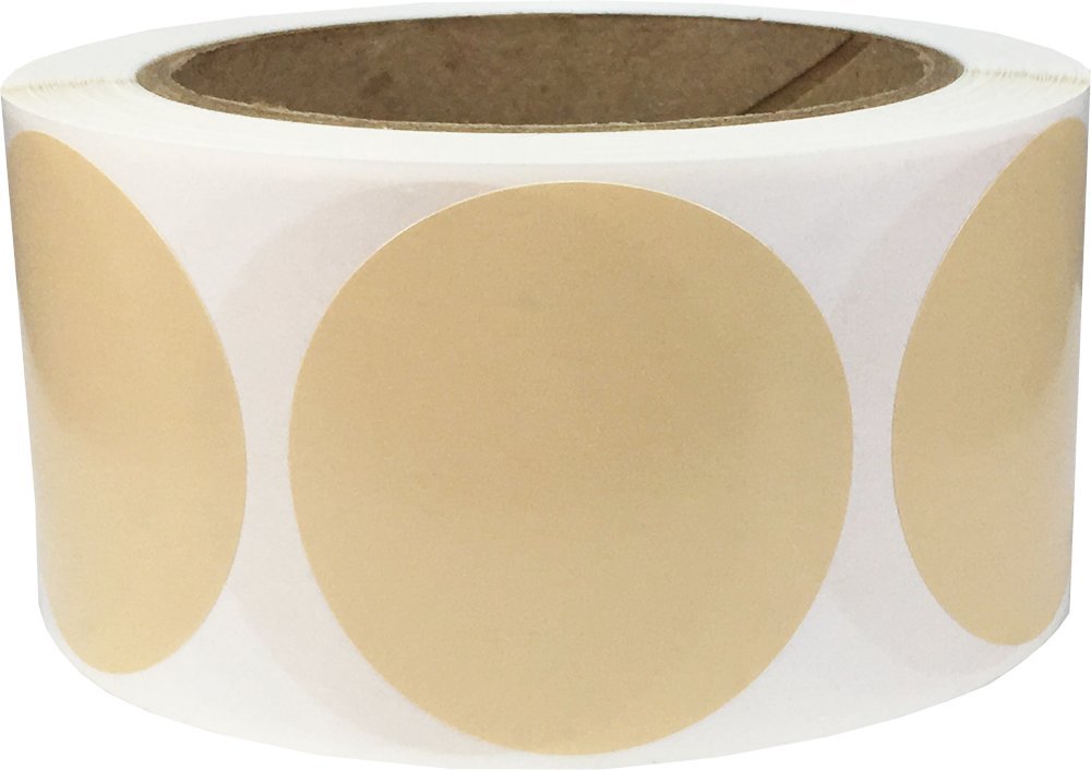 Beige Color Coding Dot Labels 50.8 mm 2 Inch Round 500 Count