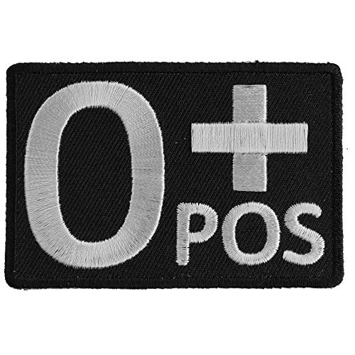 O POSITIVE Blood ID Patch - 3x2 inch. Embroidered Iron on Patch