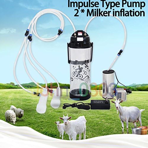 3L 0.8 Gal 2 Teats Goat Milker Electric Impulse Type Sheep Goat Milking Machine