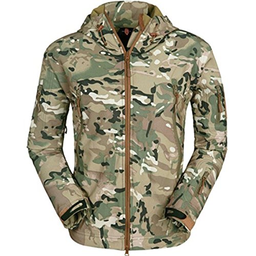 Eglemall Men's Outdoor Hunting Soft Shell Waterproof Tactical Fleece Jackets (XXX-Large, CP)